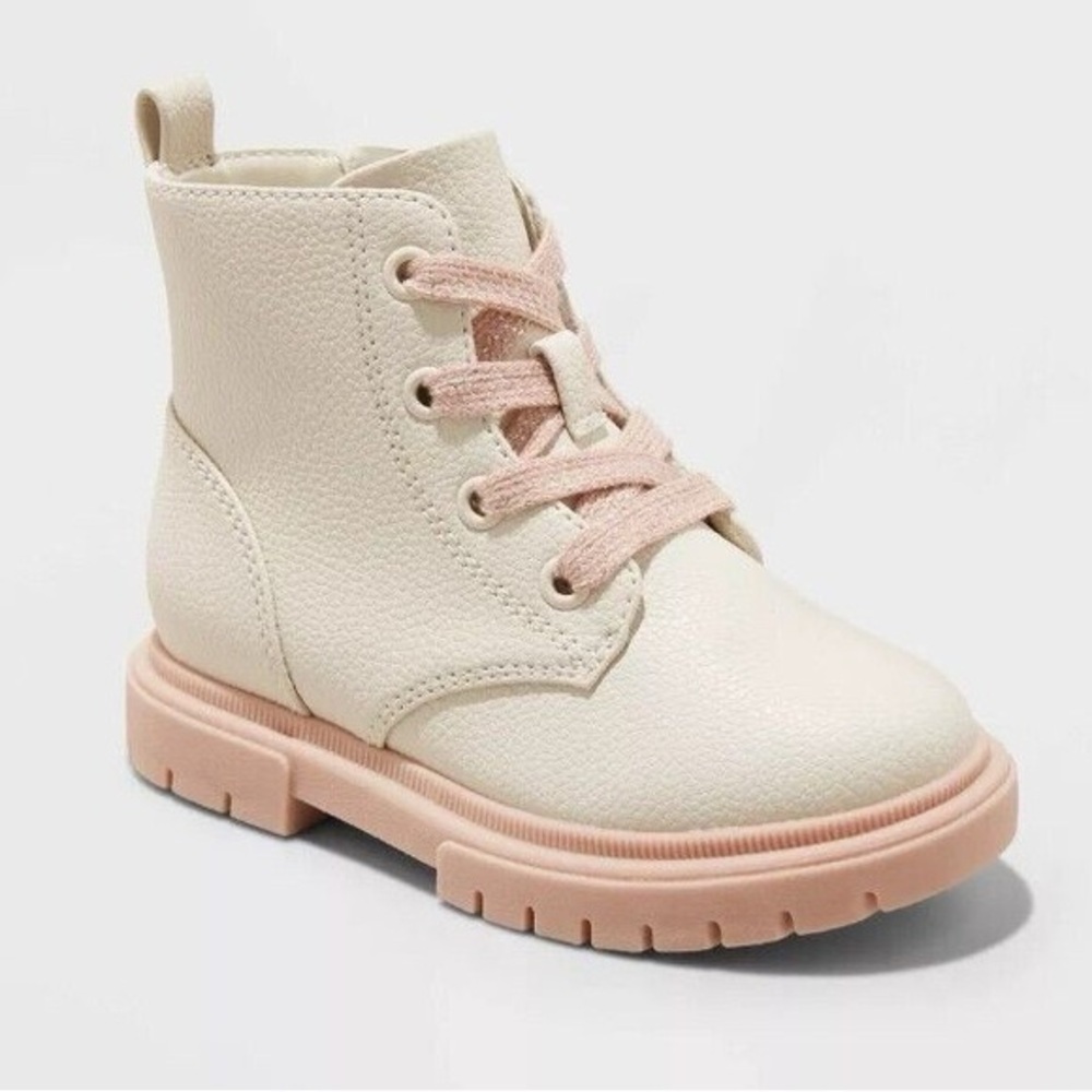 New Toddler Girls' Amaya Zipper Lace-Up Combat Boots 9T